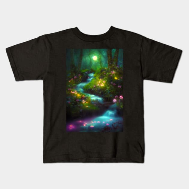 Tranquility By Moonlight Kids T-Shirt by MyMagicalPlace